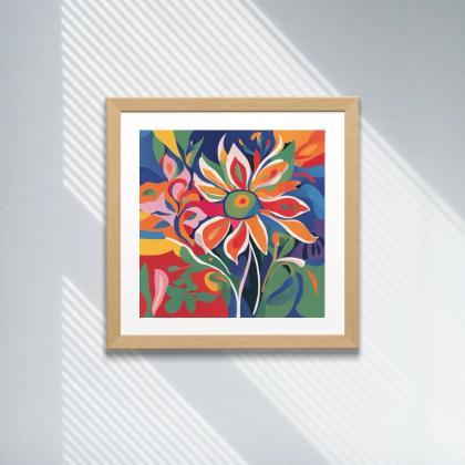 Floral Symphony Digital Art Print, Square Art..