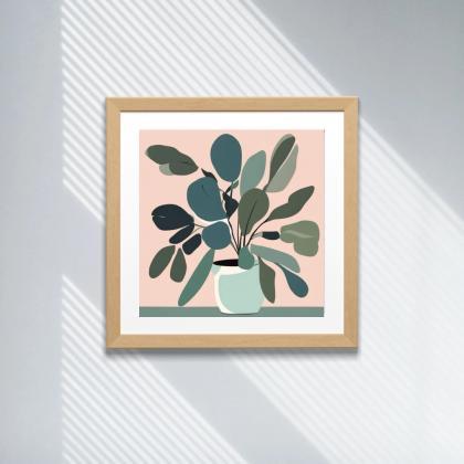 Serene Greenery Plant Digital Art Print, Canvas..