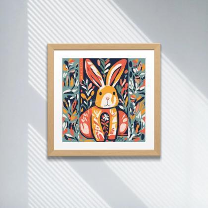 Garden Guardian Patterned Rabbit Abstract Art..