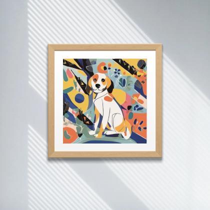 Canine Carnival Dog Abstract Art Print, Square..