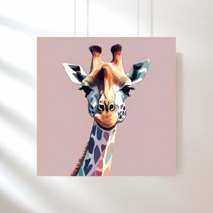Colorful Giraffe Nursery Art Print, Kids Bedroom..
