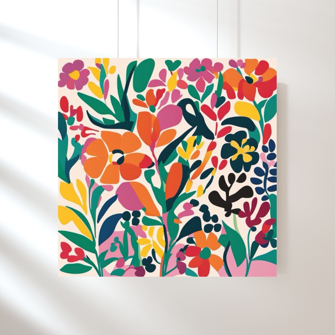 Floral Jubilee Digital Art Print, Bright Abstract Wall Art, Maximalist Art Print, Colourful Home Decor