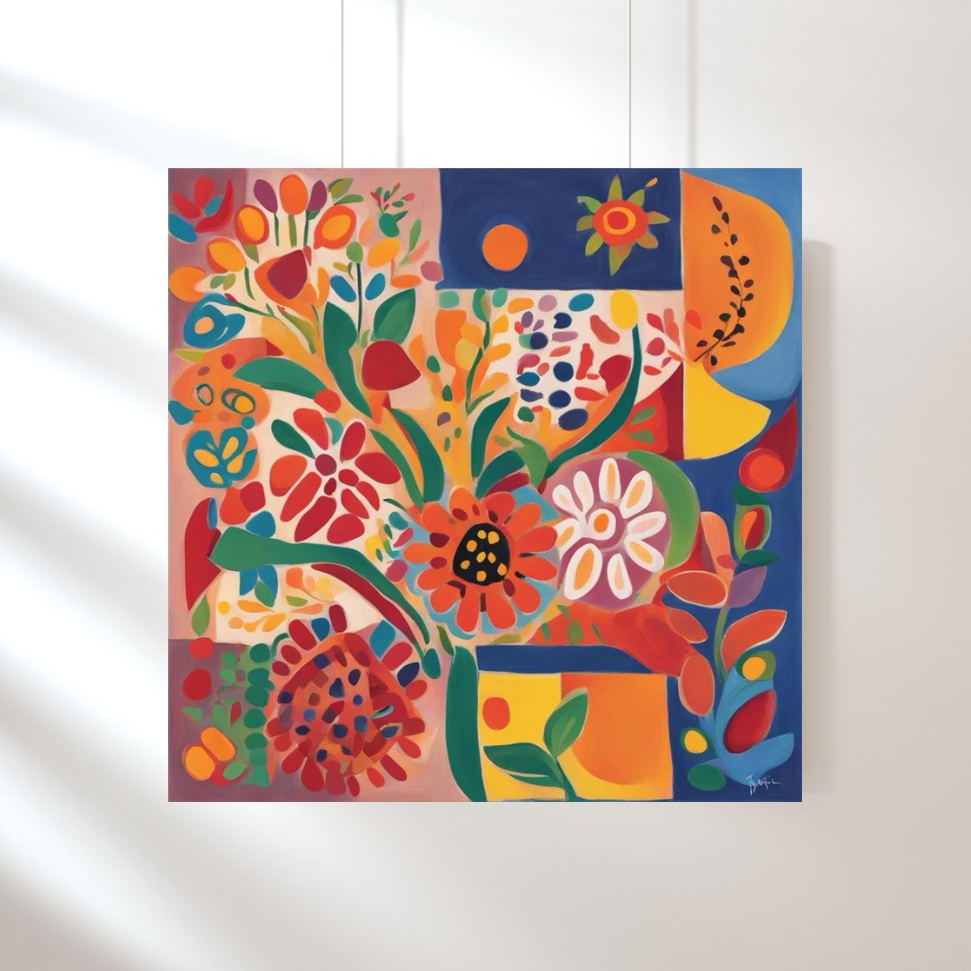 Garden Of Whimsy Digital Art Print, Vibrant Abstract Wall Art, Maximalist Colorful Art Print, Vibrant Home Decor