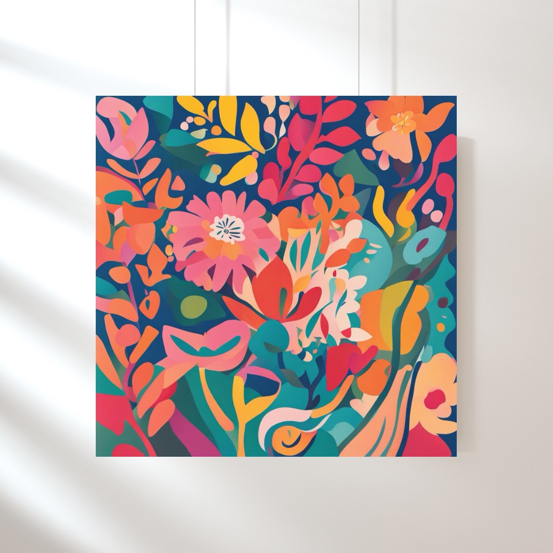 Enchanted Flora Digital Art Print, Vibrant Abstract Wall Art, Maximalist Colorful Art Print, Vibrant Home Decor
