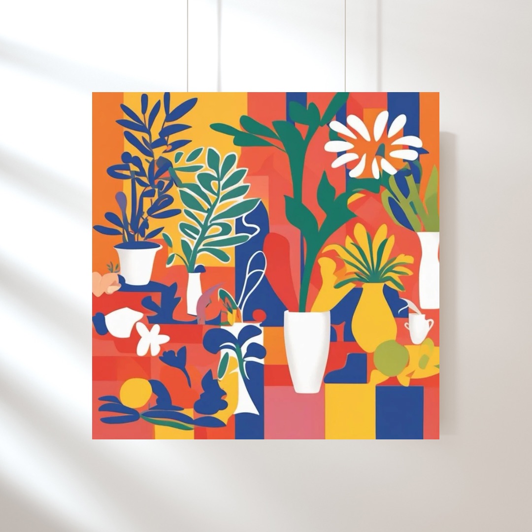 Geometric Garden Digital Art Print, Vibrant Abstract Wall Art, Maximalist Colorful Art Print, Vibrant Home Decor