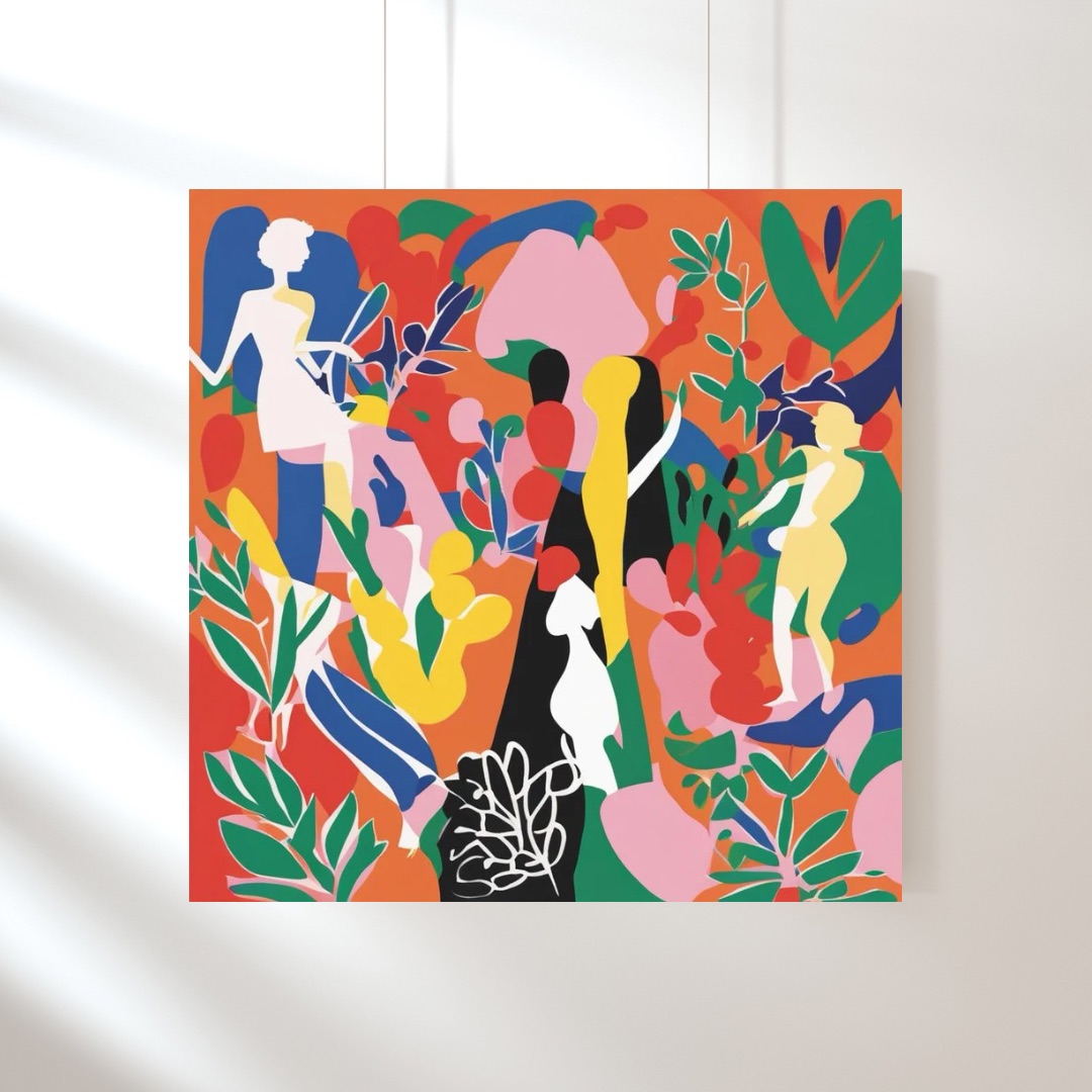 Garden Silhouettes Digital Art Print, Vibrant Abstract Printable Wall Art, Maximalist Colorful Art Print, Vibrant Home Decor