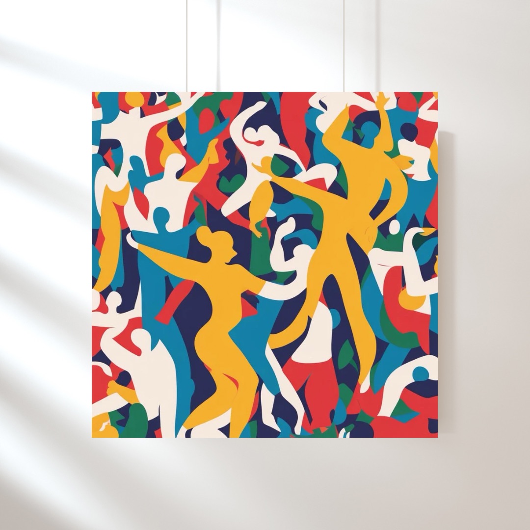 Dance Of Joy Digital Art Print, Square Art Print, Vibrant Abstract Wall Art, Maximalist Colorful Art Print, Printable Art Home Decor