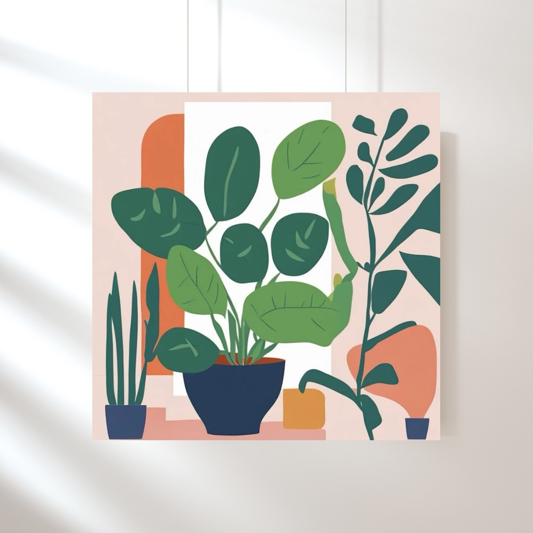 Botanical Calm Digital Art Print, Pastel Abstract Wall Art, Square Art Print, Minimalist Art Print, Printable Art Home Decor