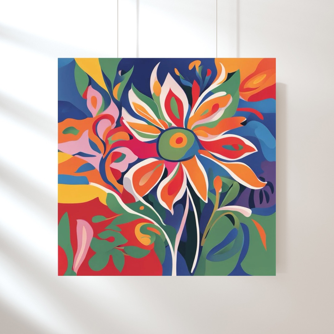 Floral Symphony Digital Art Print, Square Art Print, Vibrant Abstract Wall Art, Maximalist Colorful Art Print, Printable Art Home Decor
