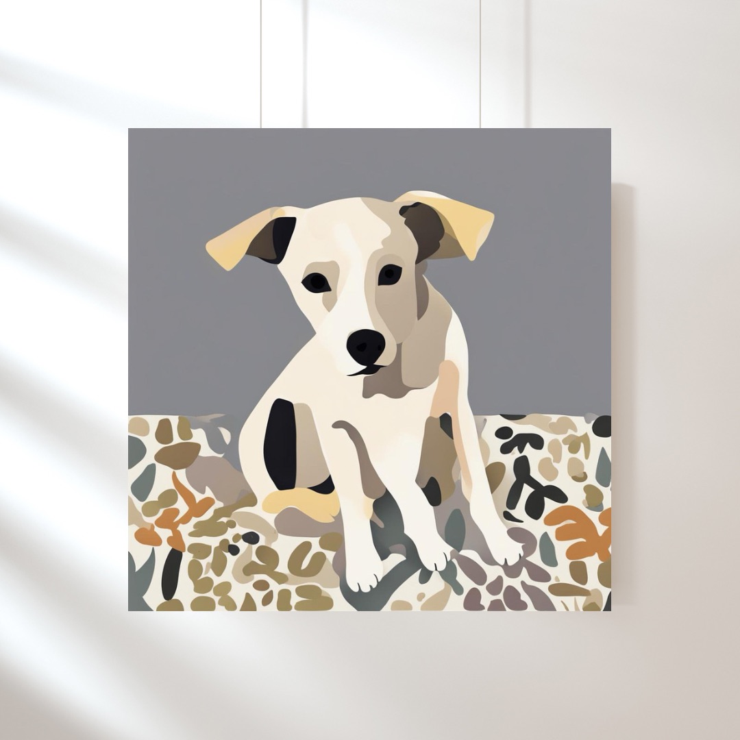 Puppy's Repose Abstract Art Print, Square Digital Art Print, Vibrant Rabbit Wall Art, Colorful Art Print, Printable Art Home Decor