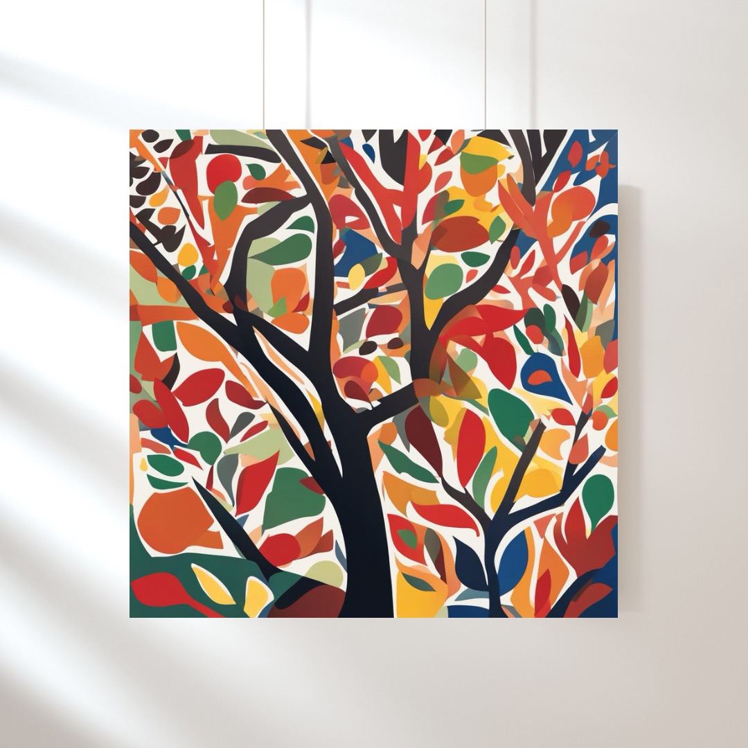 Autumnal Flourish Abstract Art Print, Square Digital Art Print, Vibrant Autumnal Wall Art, Colorful Art Print, Printable Art Home Decor