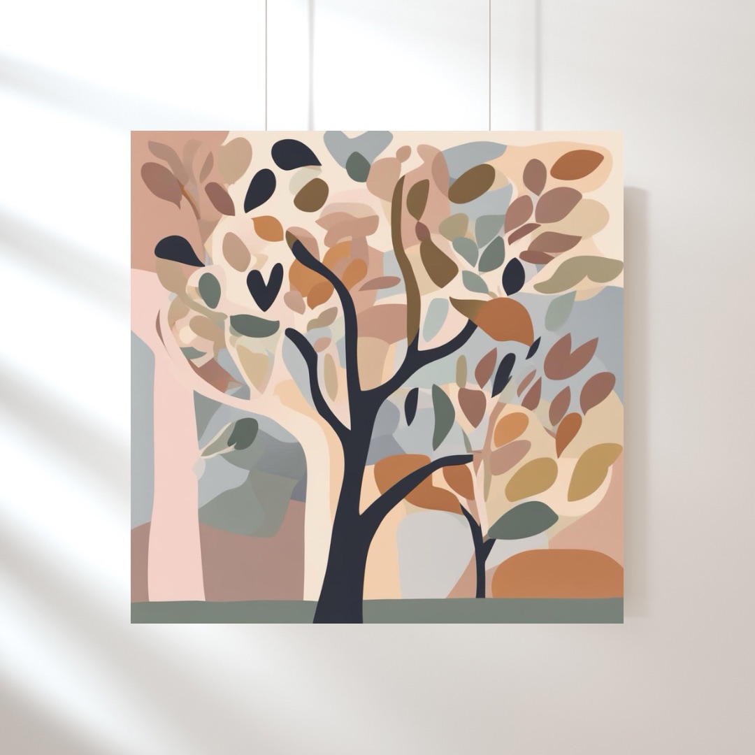 Whispers Of Autumn Abstract Art Print, Square Digital Art Print, Muted Autumn Wall Art, Printable Art Home Decor