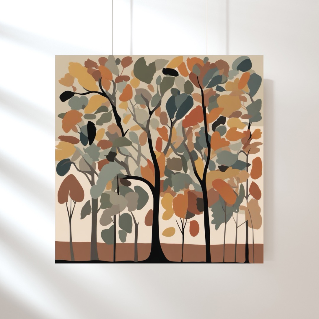 Serenity In Sepia Autumn Abstract Art Print, Square Digital Art Print, Muted Autumn Wall Art, Printable Art Home Decor