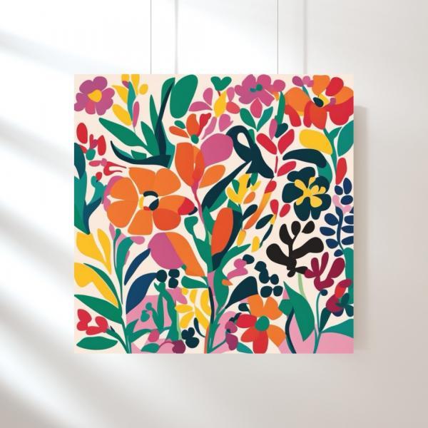 Floral Jubilee Digital Art Print, Bright Abstract Wall Art, Maximalist Art Print, Colourful Home Decor