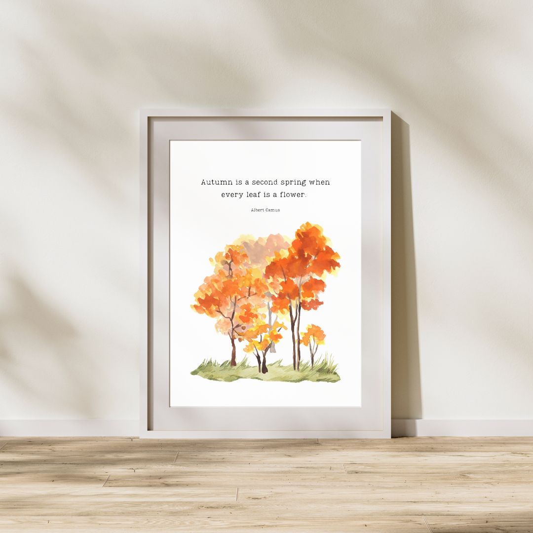 Autumn Leaves Inspirational Quote Art Print, Digital Art Print ...